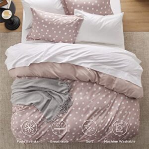 Bedsure Twin/Twin XL Duvet Cover Dorm Bedding - Reversible Polka Dot Twin/Twin Extra Long Duvet Cover Set, Pink Bedding Set, 1 Duvet Cover (68"x90") with Zipper Closure and 1 Pillow Sham (20"x26")