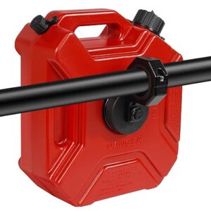 esploratori 5l 1.3 gallon gas can fuel oil petrol storage cans emergency backup tank with upgraded pack locking mount for utv atv motorcycle suv car off road most cars, patented design (red)