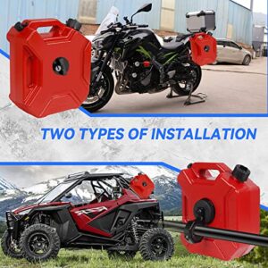 Esploratori 5L 1.3 Gallon Gas Can Fuel Oil Petrol Storage Cans Emergency Backup Tank with Upgraded Pack Locking Mount for UTV ATV Motorcycle SUV Car Off Road Most Cars, Patented Design (Red)