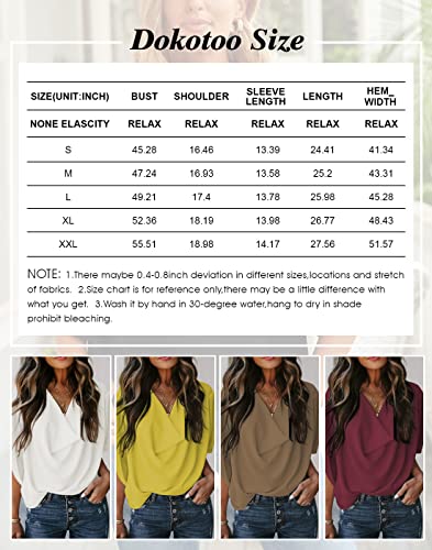 Dokotoo Women's V-Neck Wrap Top - Short Sleeve Chiffon Blouse, Trendy, Casual, Work, Apricot, XL