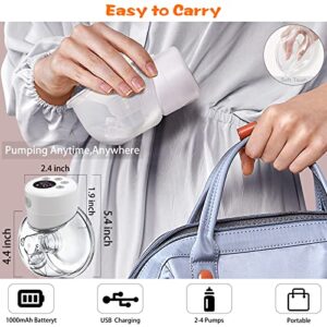 Wearable Breast Pump,Hands Free Breast Pump with LCD Display, 2 Modes & 9 Levels of Suction, Memory Function, Painless,Low Noise Rechargeable Wireless Breast Pump,24mm Flange