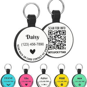 MYLUCKYTAG Personalized Pet ID Tags Dog Tags - Silent Silicone QR Code ID Tags - Pet Online Profile - Send Pet Location Alert Email When Scanning