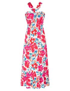2023 women's summer halter neck flowy a line floral maxi long dresses multicolor s