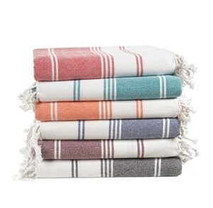 lane linen 100% cotton beach towel with bag 6 piece towels oversized 39"x71" pool absorbent extra large quick dry sand travel towel - multi