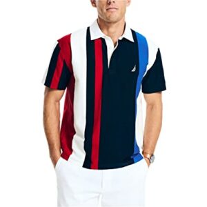 Nautica Men's Classic Fit Rugby Striped Polo, Vertical Navy