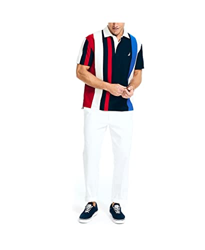 Nautica Men's Classic Fit Rugby Striped Polo, Vertical Navy