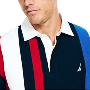 Nautica Men's Classic Fit Rugby Striped Polo, Vertical Navy