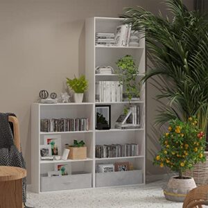 GHQME Bookshelf Floor Standing 6-Tier Open Bookcase, Display Storage Shelves, Floor Standing Unit for Home Office, Living Room, Bed Room (White)