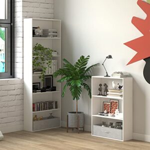 GHQME Bookshelf Floor Standing 6-Tier Open Bookcase, Display Storage Shelves, Floor Standing Unit for Home Office, Living Room, Bed Room (White)