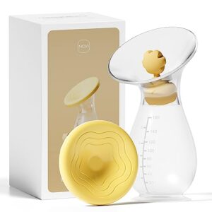 NCVI Silicone Breast Pump, Milk Collector with Suction Base, Dust Proof Cap and Stopper, Food Grade Silicone Milk Saver, BPA Free, Manual Breast Pump for Breastfeeding, 5oz/160ml