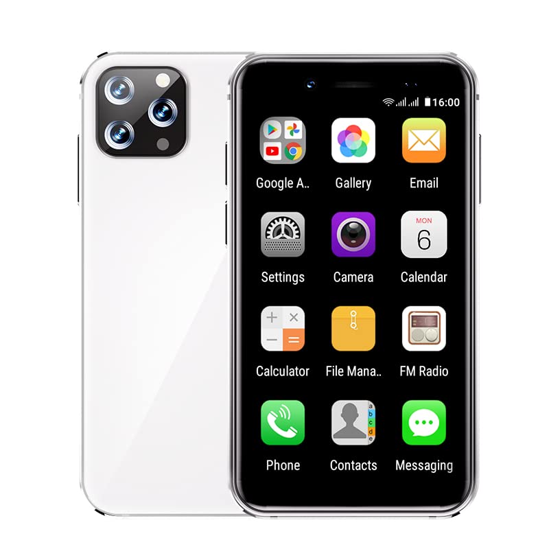 SUDRID Mini Smartphone, Unlocked Smartphone The World's Smallest Cell Phone 3.0 Inches Android Mini Phone 2G+32G Quad Core 5.0MP Dual SIM Tiny Child Phone Unlocked 3G Mobile Phone (White)