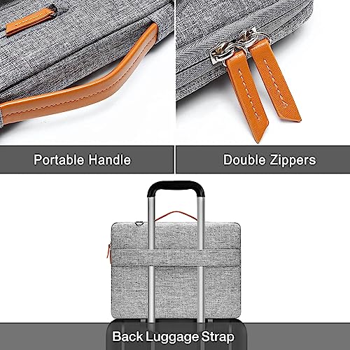 MOSISO 360 Protective Laptop Shoulder Bag, 15-15.6 inch Computer Bag Compatible with MacBook Pro 16, HP, Dell, Lenovo, Asus Notebook, Side Open Messenger Bag with 4 Zipper Pockets & Handle, Gray