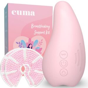 euma love breastfeeding essentials support kit for nursing moms- vibrating lactation massager with heat and breast therapy pads: improve milk flow, relieve clogged ducts, mastitis, and engorgement