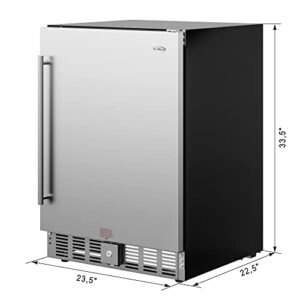 KoolMore 23.4” Built-In Mini Fridge for Food and Beverages with Glass Shelves, Stainless Steel Door, Adjustable Temperature, LED Light, for Home, Office, Garage, or Dorm [5 Cu. Ft.] (KM-BIR5C-SS)