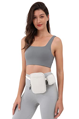 ODODOS Unisex Crossbody Bag with Removable Small Pouch Adjustable Belt Bag for Cell Phone Travel Workout Running Hiking, White