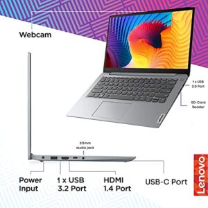 Lenovo 2022 Ideapad 1i 14.0" HD Laptop, Intel Pentium Silver N5030 Processor, 4GB RAM, 128GB SSD, Intel HD Graphics, HD Webcam, Gray, Win 11 S, 1 Year Office 365, 32GB SnowBell USB Card