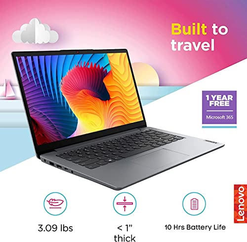 Lenovo 2022 Ideapad 1i 14.0" HD Laptop, Intel Pentium Silver N5030 Processor, 4GB RAM, 128GB SSD, Intel HD Graphics, HD Webcam, Gray, Win 11 S, 1 Year Office 365, 32GB SnowBell USB Card