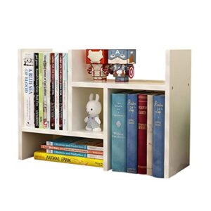 jr joyreap resize-able thick wood desk shelves desktop bookshelf bookcase display rack unit creative diy book stands (white)