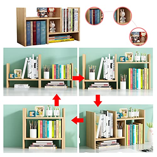 JR Joyreap Resize-able Thick Wood Desk Shelves Desktop Bookshelf Bookcase Display Rack Unit Creative DIY Book Stands (White)