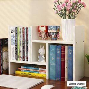JR Joyreap Resize-able Thick Wood Desk Shelves Desktop Bookshelf Bookcase Display Rack Unit Creative DIY Book Stands (White)