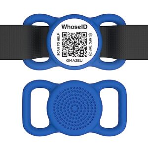 dog collars charms & collar tag, qr code slide-on tag, qr code dog tag, custom online profile, durable silicone dog id tag, anti-scratch, soundless pet tag, easy to set up, navy blue
