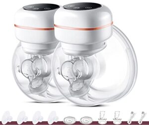 wearable breast pump︱fda registered︱safe, efficient, and comfortable︱hands free breast pump with 3 modes & 9 levels︱19/22mm flange insert︱2pcs…