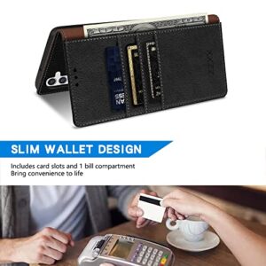 ZZXX Samsung Galaxy A14 5G Wallet Case with [RFID Blocking] Card Slot Kickstand Magnetic Closure Leather Flip Fold Protective Phone Case for Samsung Galaxy A14 5G Case Wallet(Black-6.6 inch)