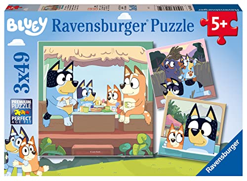 Ravensburger Bluey Toys - 3X 49 Piece Jigsaw Puzzles for Kids Age 5 Years Up