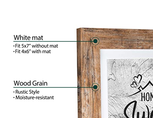 Califortree Rustic Brown 5x7 Picture Frame - Display Photos 4x6 with Mat or 5x7 Without Mat - HD Glass Inside, Horizontal and Vertical Display Frames for Wall and Tabletop - 1 Pack