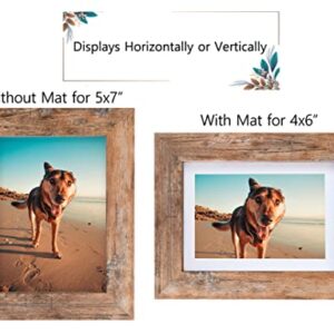 Califortree Rustic Brown 5x7 Picture Frame - Display Photos 4x6 with Mat or 5x7 Without Mat - HD Glass Inside, Horizontal and Vertical Display Frames for Wall and Tabletop - 1 Pack