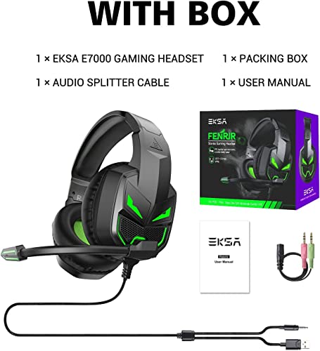 EKSA Fenrir S Gaming Headset for Xbox Series X/S, Xbox One, PS5, PS4, PC, Switch - Noise Cancelling Microphone, Comfortable Ear Pads, 50 mm Drivers, RGB Light, One Key Control - Birthday Gift