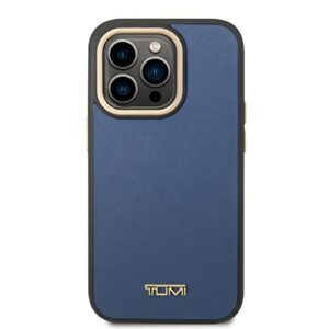 CG MOBILE TUMI Phone Case for iPhone 14 Pro in Midnight Blue & Rose Gold, HC Smooth Leather Protective & Durable Case with Easy Snap-on, Shock Absorption & Signature Logo