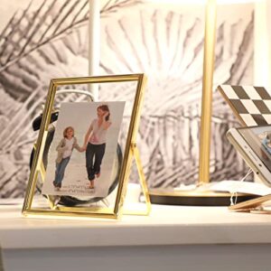 AhaGo Floating Picture Frame (Gold, 4"x6"), For Multiple Photo Sizes (3x5, 2x3, 1x2), Vertical Adjustable Tabletop/Shelf Photo Frame, Classy Gift Choice for Halloween, Thanksgiving, Christmas, Home or Wedding Decoration…