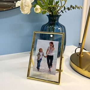 AhaGo Floating Picture Frame (Gold, 4"x6"), For Multiple Photo Sizes (3x5, 2x3, 1x2), Vertical Adjustable Tabletop/Shelf Photo Frame, Classy Gift Choice for Halloween, Thanksgiving, Christmas, Home or Wedding Decoration…