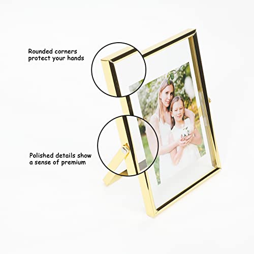 AhaGo Floating Picture Frame (Gold, 4"x6"), For Multiple Photo Sizes (3x5, 2x3, 1x2), Vertical Adjustable Tabletop/Shelf Photo Frame, Classy Gift Choice for Halloween, Thanksgiving, Christmas, Home or Wedding Decoration…