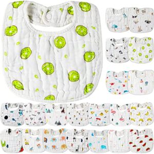 20 pieces muslin baby bibs absorbent and soft 8 layers baby bibs snap muslin bibs cotton baby bibs muslin baby drool bibs for baby boys girls newborn infant toddlers drooling eating teething feeding