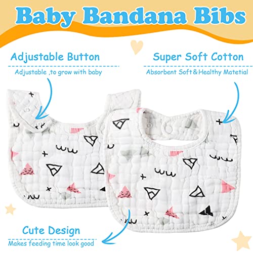 20 Pieces Muslin Baby Bibs Absorbent and Soft 8 Layers Baby Bibs Snap Muslin Bibs Cotton Baby Bibs Muslin Baby Drool Bibs for Baby Boys Girls Newborn Infant Toddlers Drooling Eating Teething Feeding