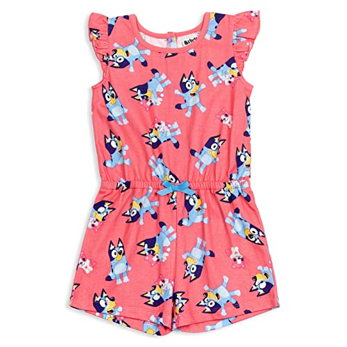 Bluey Polly Puppy Infant Baby Girls French Terry Sleeveless Romper Pink 12-18 Months