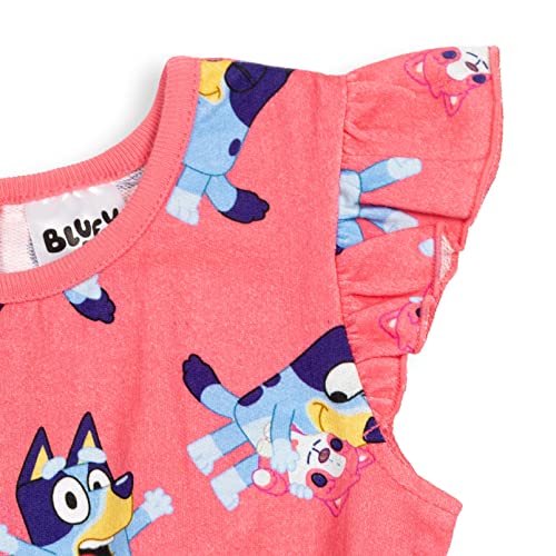 Bluey Polly Puppy Infant Baby Girls French Terry Sleeveless Romper Pink 12-18 Months