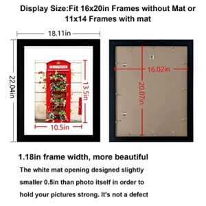 SESEAT 16x20 Picture Frame Black, Display Pictures 11x14 with Mat or 16x20 without Mat, Photo Frames Wall Gallery, 1 Pack