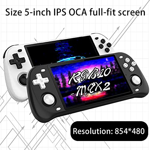 Diketigeey RGB10 MAX 2 Handheld Game Console 5 Inch IPS Screen Open Source with 16+128G TF Cards 17000 Games 64Bit PS1 PCE 6 Hours Battery Life Open Source Linux System Game Player (Black)