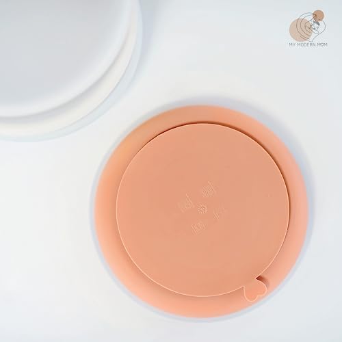 My Modern Mom 3 Pack Suction Plates for Baby and Toddlers – Extra Strong Silicone Suction Base with Lids, Food Grade Silicone, Raised Edges, Dishwasher and Microwave Safe