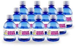 aquawawa nursery water for babies 12 pack 8 oz bottles purified vapor distilled | single serve | lightweight for diaper bag | bpa, fluoride, chemical and mineral free | dr recommended, clean, fresh