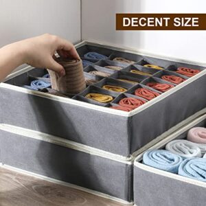 4 Pack Sock Underwear Organizer Drawer Dividers, 88 Cell Foldable Fabric Dresser Closet Organizers Bins, Bedroom Cabinet Organization and Storage Box for Socks, Underwear, Panty, Ornament, Ties