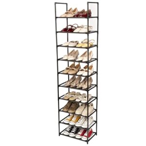 elechotfly shoe rack, 20 pairs shoe storage organizer, 10 tiers tall shoe stand, easy assembly stackable sturdy shoe tower, metal shoe shelf for entryway, closet, garage, bedroom, cloakroom