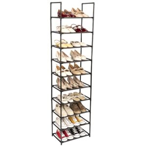 Elechotfly Shoe Rack, 20 Pairs Shoe Storage Organizer, 10 Tiers Tall Shoe Stand, Easy Assembly Stackable Sturdy Shoe Tower, Metal Shoe Shelf for Entryway, Closet, Garage, Bedroom, Cloakroom