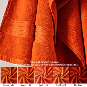 COZYART Orange Bath Towels Set for Bathroom Turkish Cotton Thick Soft Absorbent Durable 650 GSM Towel Set of 6, 2 Large Bath Towels, 2 Hand Towels, 2 Washclothes