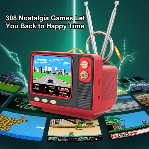 Retro Game Console with 308 Plug and Play Video Games, Electronic Handheld Games Arcade System for TV, 3.0 Inch Classic Gaming Console, Support 2 Players Gifts for Boys and Girls (Red)…