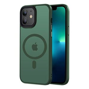 tigowos magnetic case for iphone11 case [10ft-grade drop tested & compatible with magsafe] translucent anti-fingerprint anti shockproof protective shell 6.1 inch, alpine green