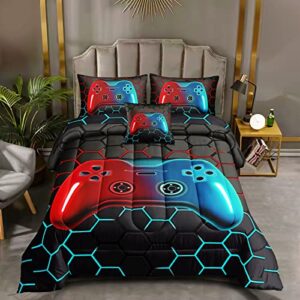 ROWADALO 6 Pieces Bed in A Bag Gamer Bedding Set for Boys Kids Adult Gaming Comforters Set,Boys Bed in A Bag Set Queen Size Comforter with Fitted Sheet Flat Sheet Pillowcase pillowsham,DJTH5028Queen